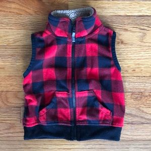 carter’s | red buffalo plaid fleece vest | 9 month